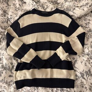 brandy melville | Striped Navy and Cream Knit Sweater | ONE SIZE